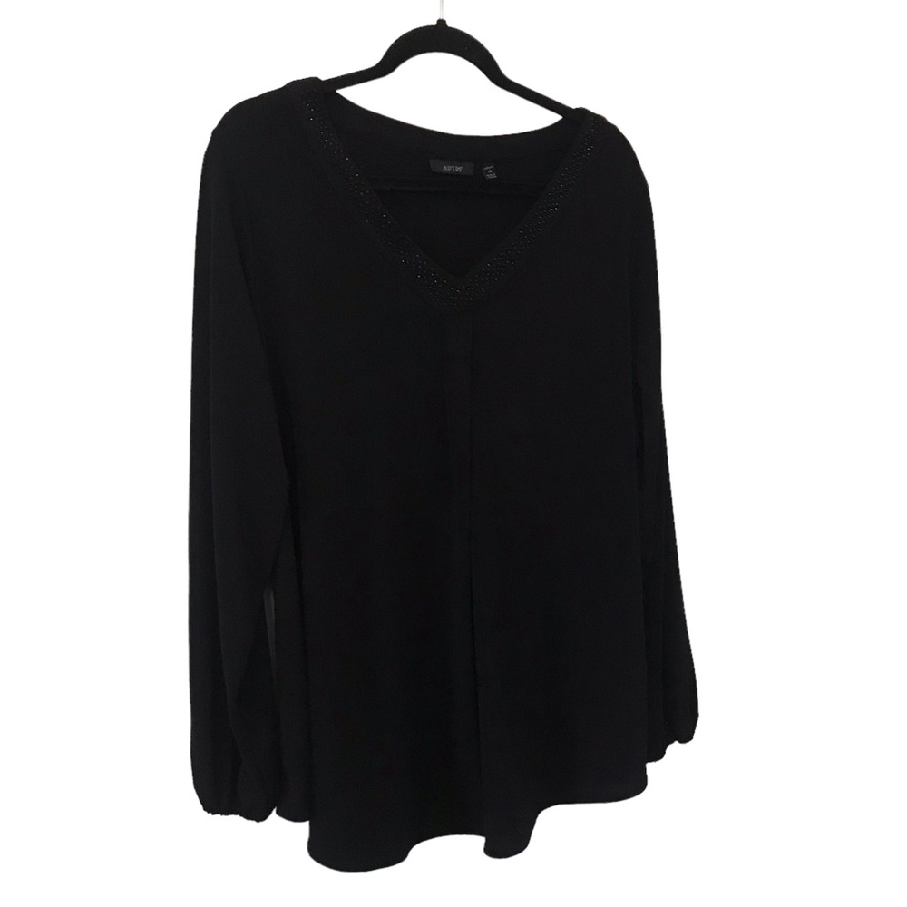 Apt. 9 1X black embellished top - Picture 1 of 4